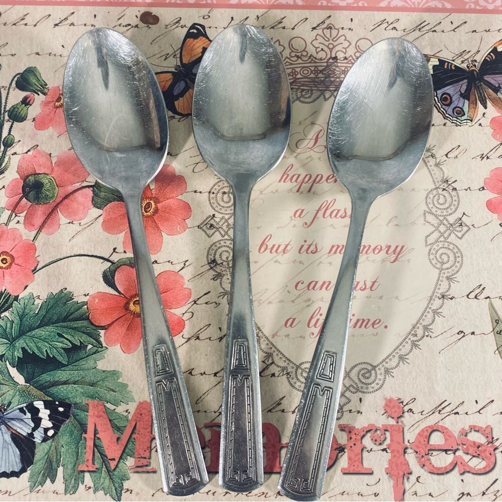 Vintage Lady Hibbard Stainless Steel Tablespoons 3 Piece Replacements Set